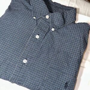 Ralph‎ Lauren Mens Big shirt black/blue button down Long sleeve shirt XL